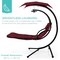 Best Choice Products Hanging LED-Lit Curved Chaise Lounge Chair for Backyard, Patio w/ Pillow, Canopy, Stand